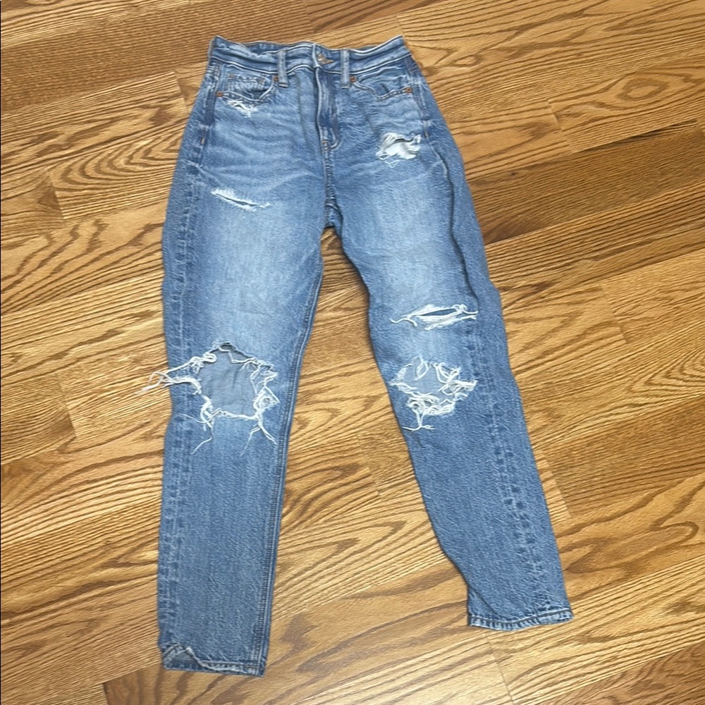 American Eagle Outfitters Blue Skinny Distressed Jeans